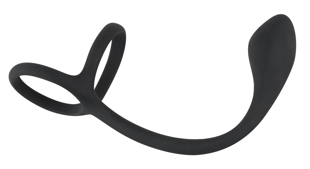 Alternative view of Black Velvets Cock & ball ring with butt plug