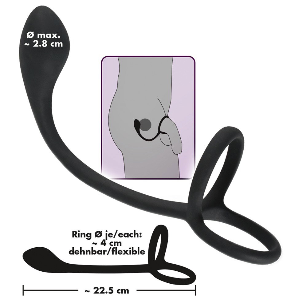 Black Velvets Cock & ball ring with butt plug – Bild 7
