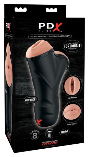 PDX Elite Double Penetration Vibrating Stroker