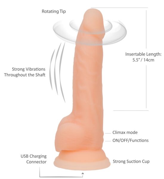 Naked Addiction 8“ Rotating & Vibrating Dong – Bild 8