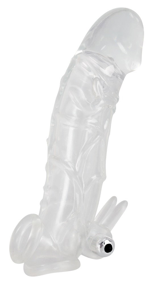 Alternative view of Crystal Penis sleeve w/ extension and vibration