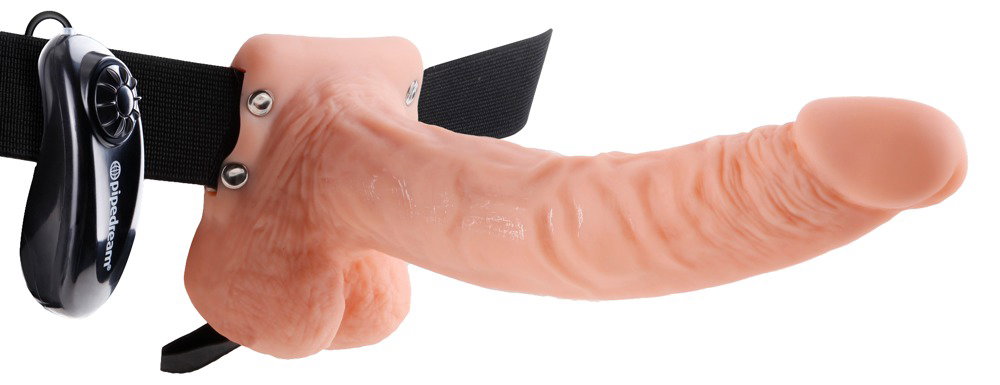 Alternative view of Fetish Fantasy Series 9“ Vibrating Hollow Strap-on with Balls