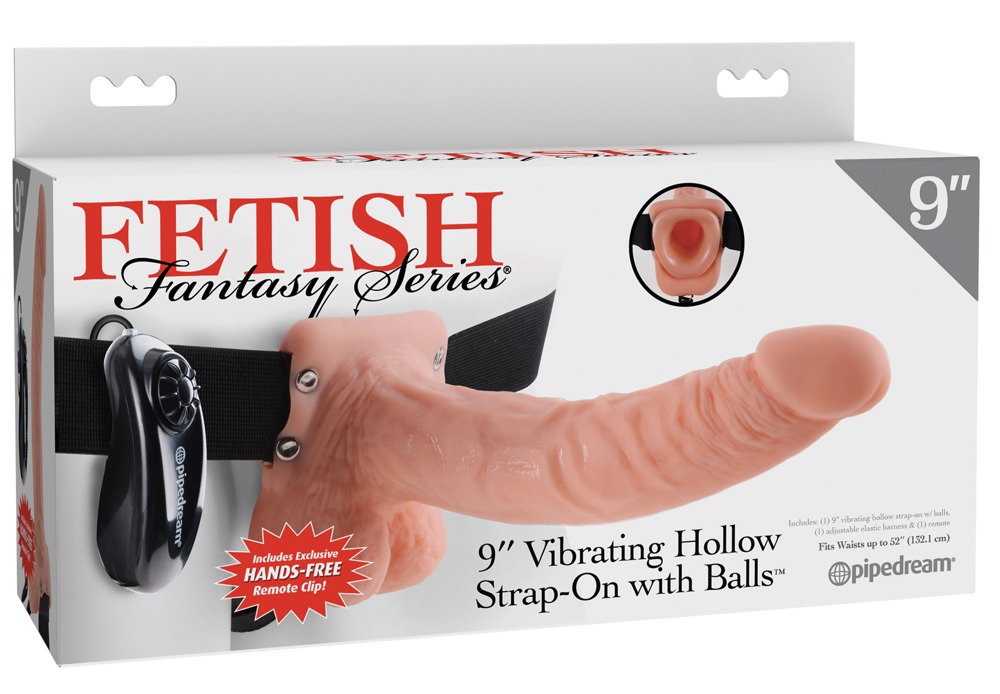 Fetish Fantasy Series 9“ Vibrating Hollow Strap-on with Balls