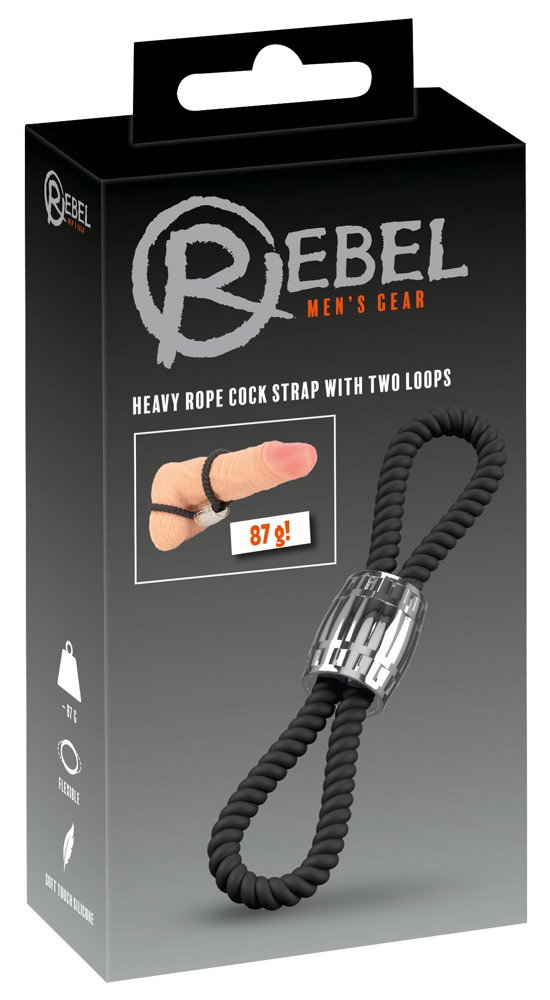 Rebel Heavy Rope Cock Strap with two Loops