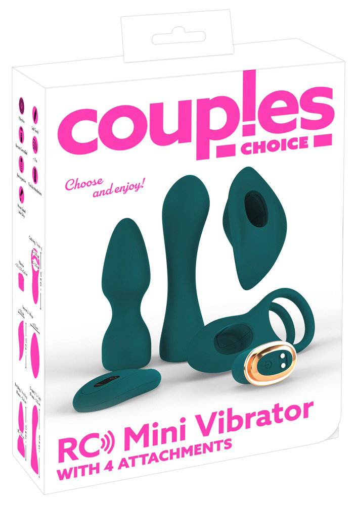 Couples Choice RC Mini Vibrator with 4 Attachments