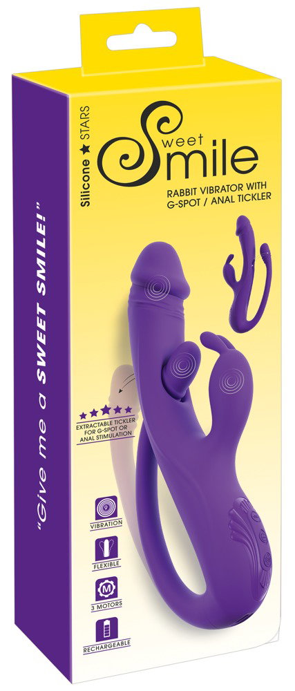 Sweet Smile Rabbit Vibrator with G-Spot/Anal Tickler