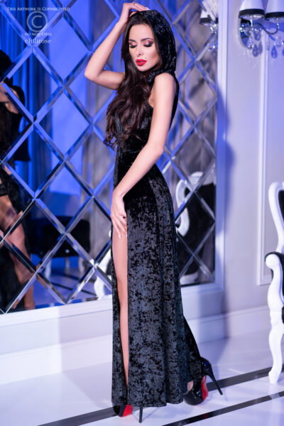 Chilirose Kleid mit Kapuze CR4302 schwarz – Bild 4