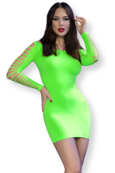 Chilirose Nahtloses Minikleid CR4617 neongrün – Bild 5