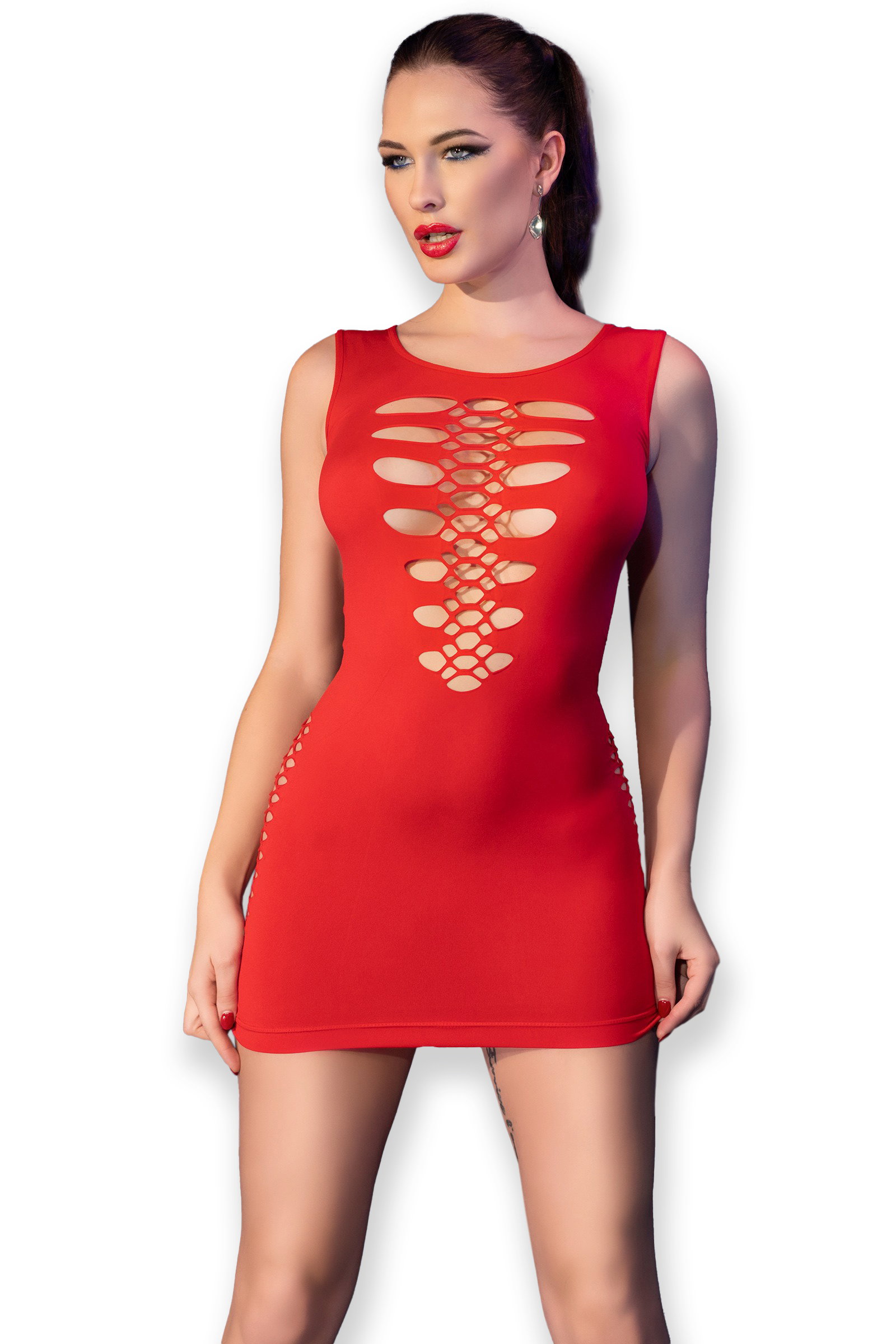 Chilirose Nahtloses Minikleid CR4622 rot – Bild 7