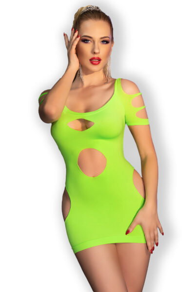 Chilirose Nahtloses Minikleid CR4671 neongrün – Bild 3
