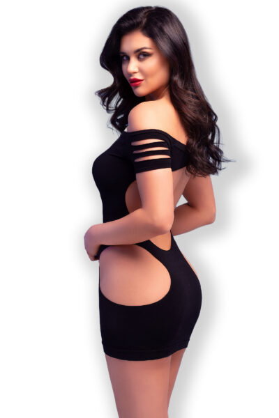 Chilirose Nahtloses Minikleid CR4671 schwarz – Bild 4