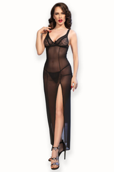Chilirose Langes Babydoll CR4723 schwarz – Bild 3