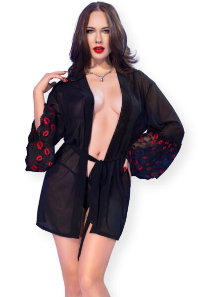 Chilirose Peignoir CR4882 schwarz/rot – Bild 3