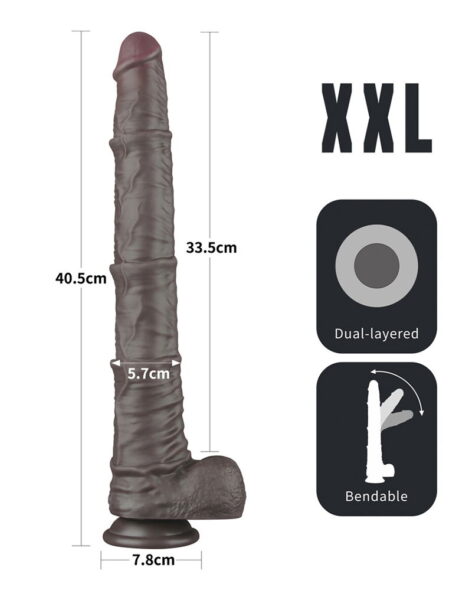 Alternative view of LOVETOY NATURE DILDO XXL Dual Layered DUNKELBRAUN