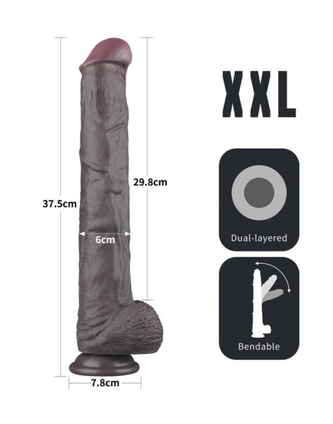 Alternative view of LOVETOY NATURE DILDO XXL Dual Layered Bendable DUNKELBRAUN