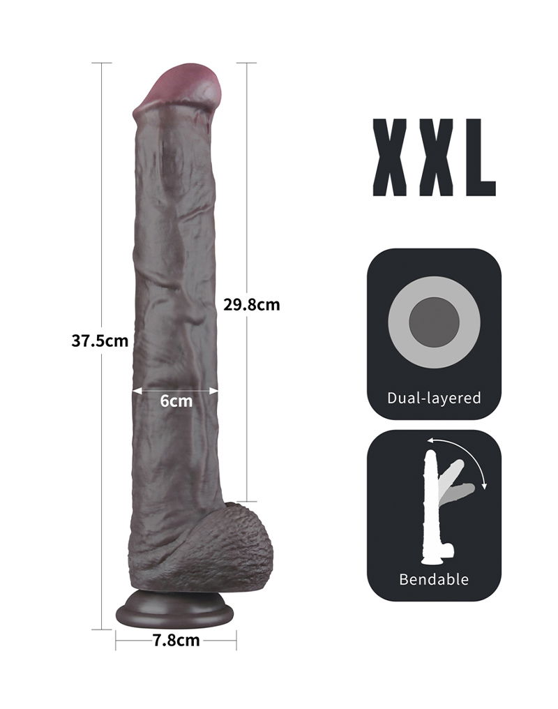 LOVETOY NATURE DILDO XXL Dual Layered Bendable DUNKELBRAUN – Bild 2
