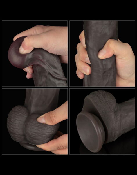 LOVETOY NATURE DILDO XXL Dual Layered Bendable DUNKELBRAUN – Bild 9