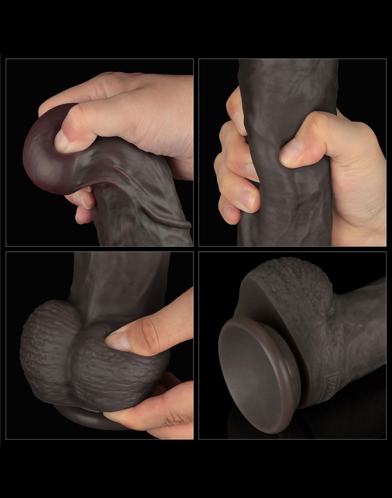 LOVETOY NATURE DILDO XXL Dual Layered Bendable DUNKELBRAUN – Bild 9