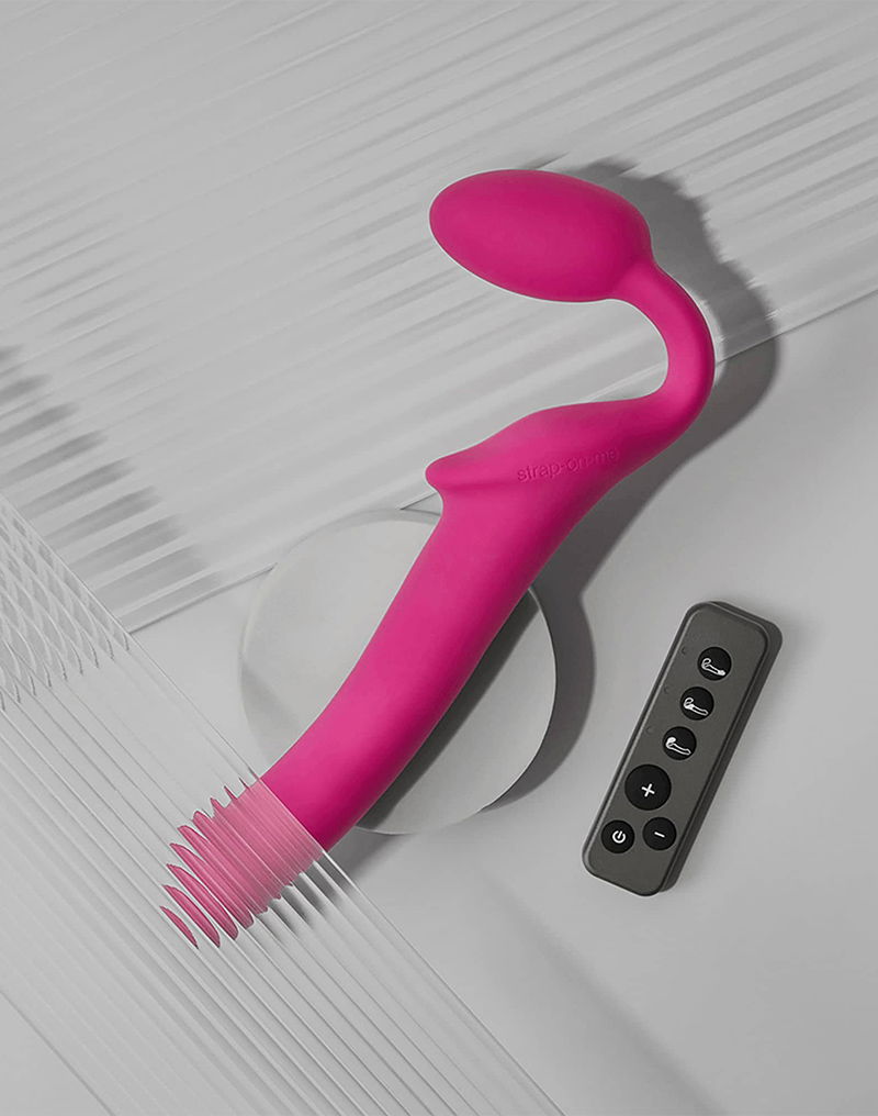 STRAP ON ME SILIKON VIBRO DILDO FUCHSIA M – Bild 8