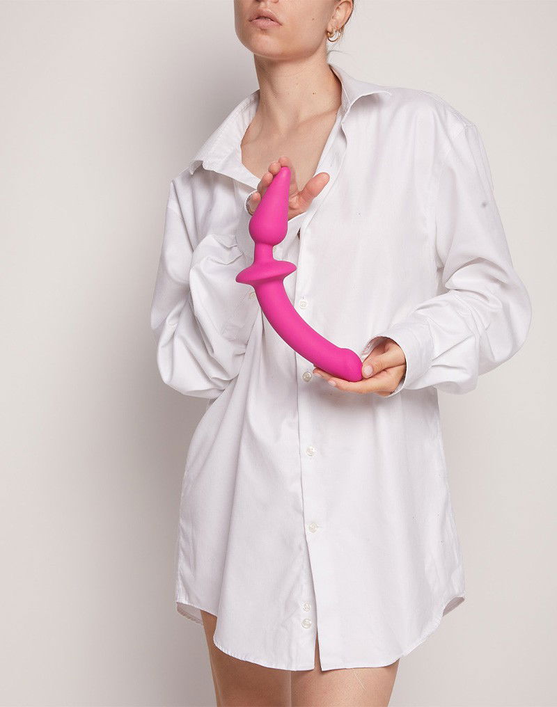 STRAP ON ME SILIKON SEMI DILDO & PLUG PINK XXL – Bild 2