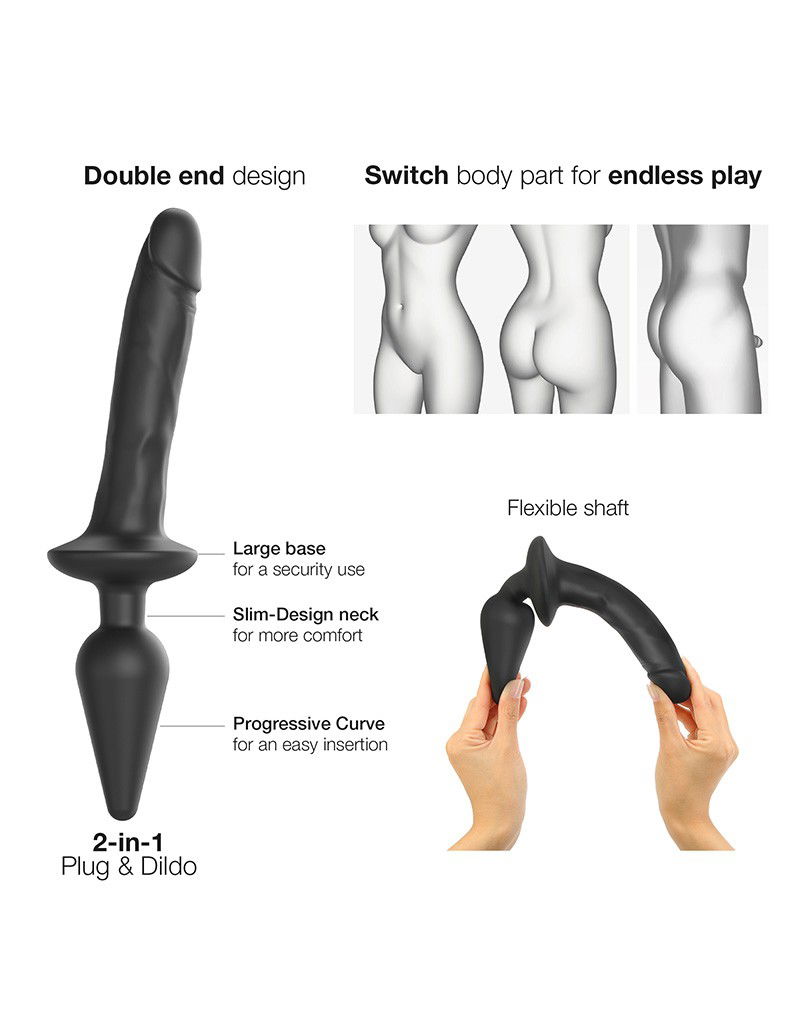 STRAP ON ME SILIKON SEMI DILDO & PLUG BLACK XXL – Bild 5