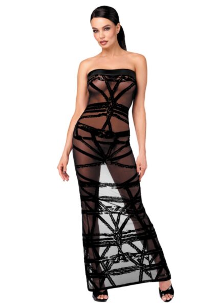 NOIR HANDMADE KINK ROYAL WOMAN BONDESQUE LANGES KLEID F358