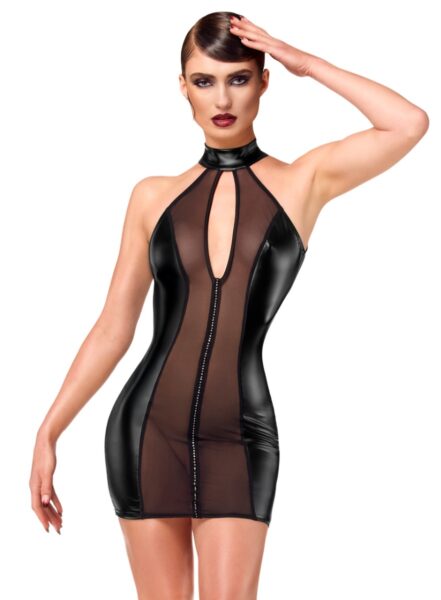 NOIR HANDMADE KINK ROYAL WOMAN Bondesque Luxury Crystal Minikleid F370