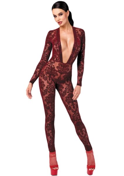NOIR HANDMADE KINK ROYAL WOMAN JUMPSUIT BORDEAUX F382