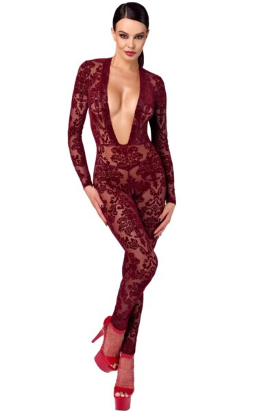 NOIR HANDMADE KINK ROYAL WOMAN JUMPSUIT BORDEAUX F382 – Bild 3