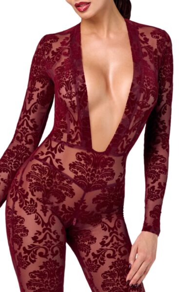 NOIR HANDMADE KINK ROYAL WOMAN JUMPSUIT BORDEAUX F382 – Bild 4