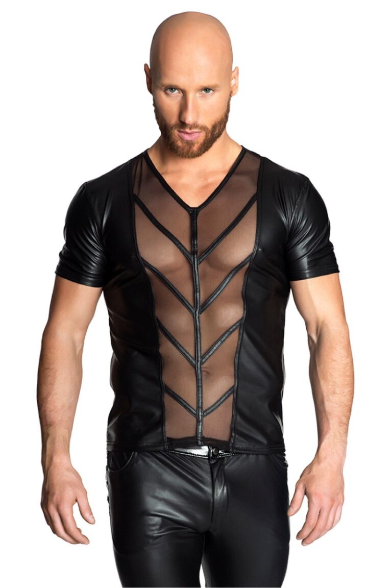 NOIR HANDMADE WETLOOK T-SHIRT H029
