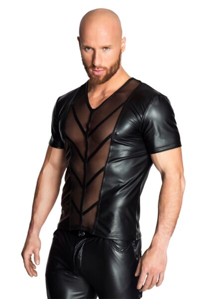 Alternative view of NOIR HANDMADE WETLOOK T-SHIRT H029