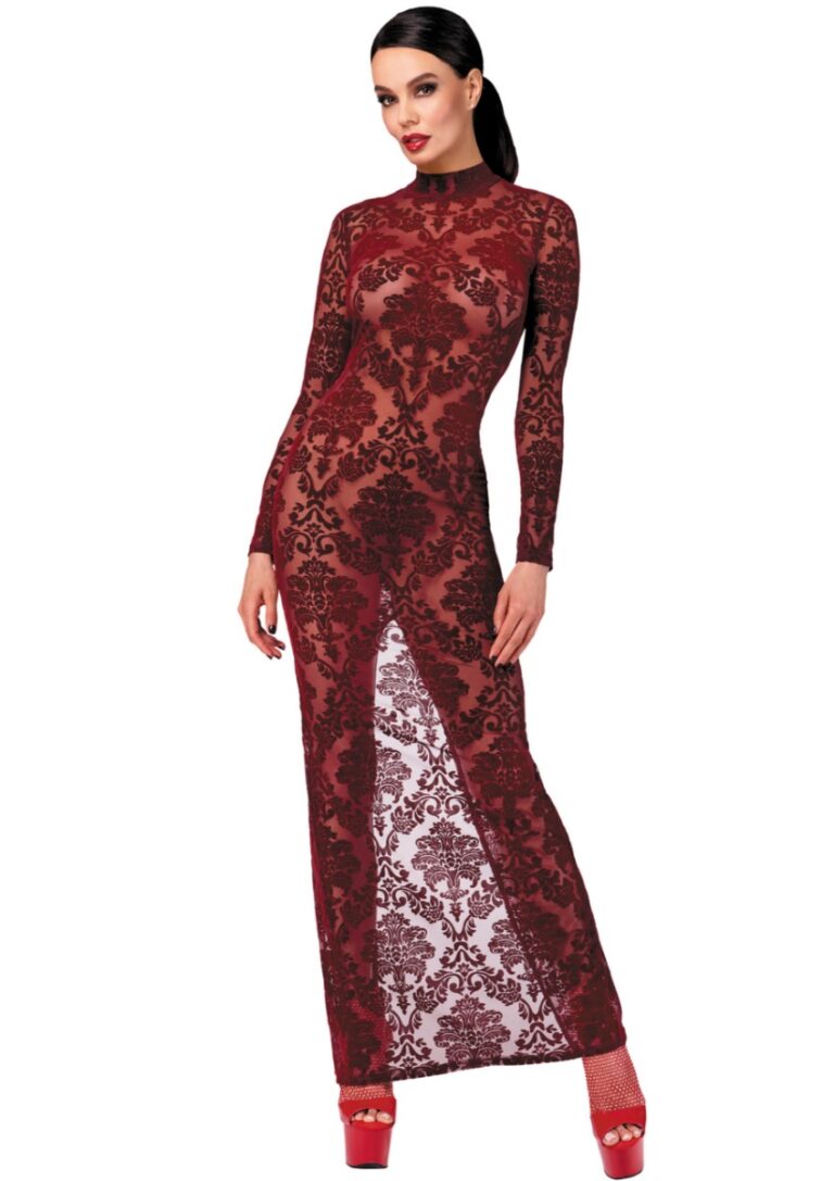 NOIR HANDMADE KINK ROYAL WOMAN LANGES KLEID BORDEAUX F383