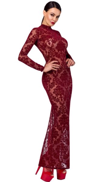 NOIR HANDMADE KINK ROYAL WOMAN LANGES KLEID BORDEAUX F383 – Bild 3