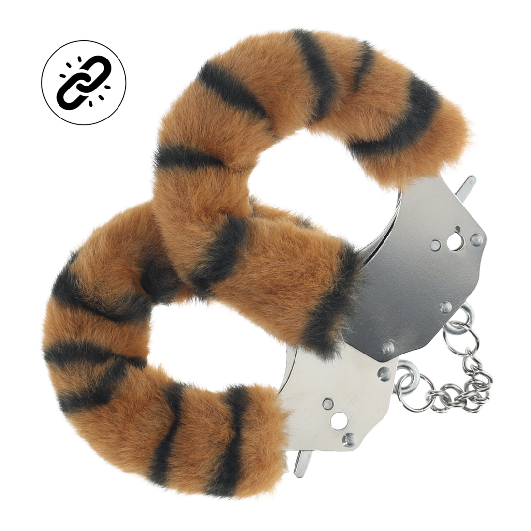OUCH! Metallhandschellen Plüsch Tiger