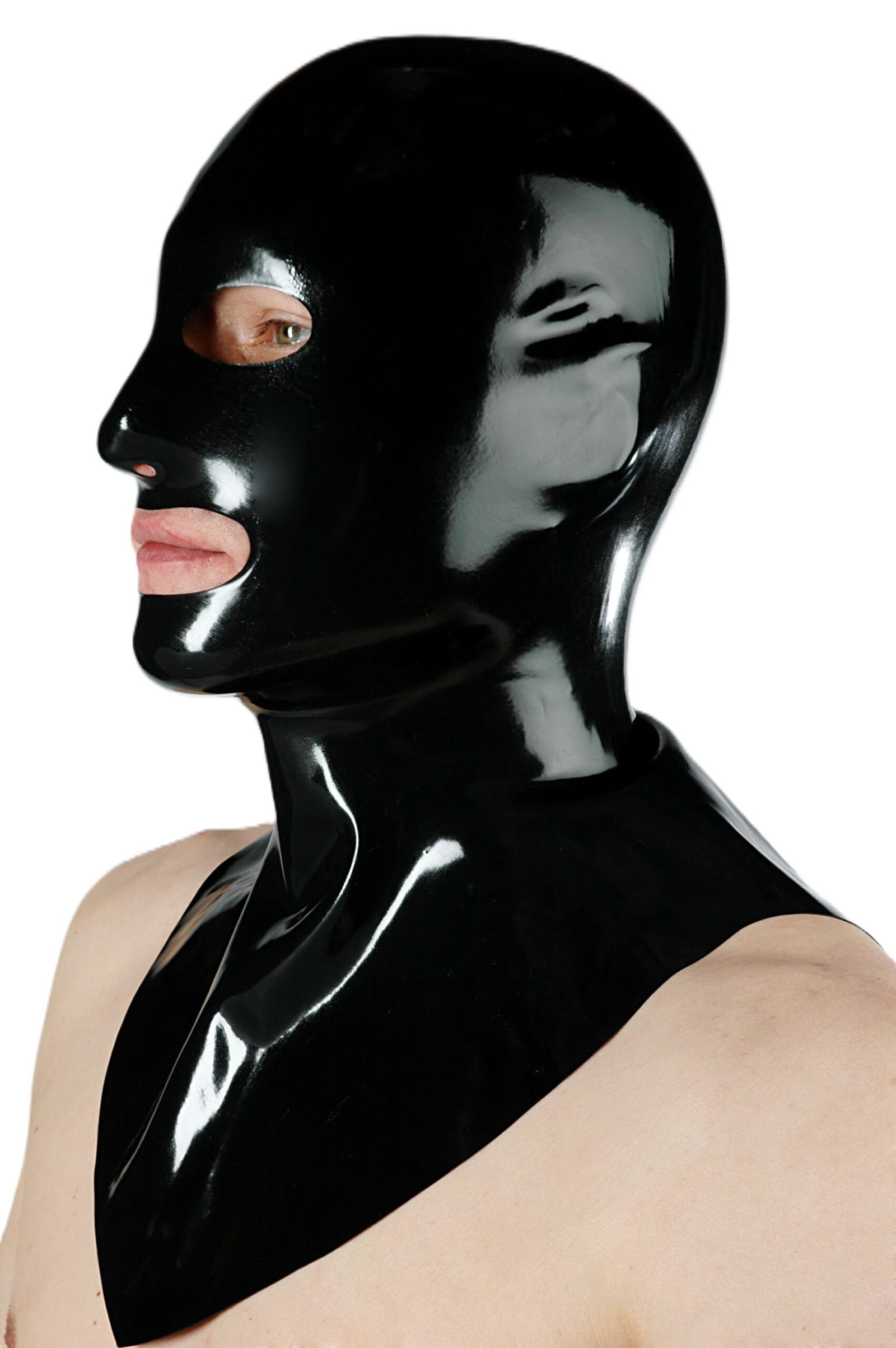 Latex Maske Offen mit Halskrause – Bild 3