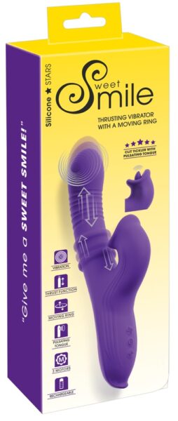 Sweet Smile Thrusting Vibrator with a Moving Ring
