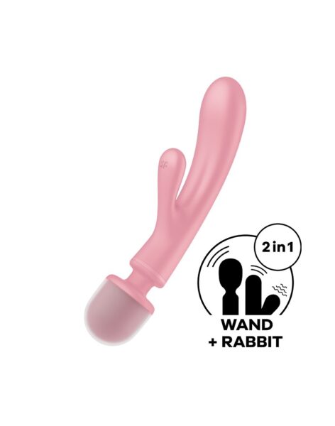 SATISFYER TRIPLE LOVER 2 IN 1 MASSAGESTAB RABBIT VIBRATOR PINK – Bild 6