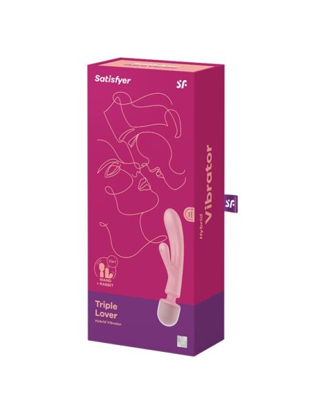 Alternative view of SATISFYER TRIPLE LOVER 2 IN 1 MASSAGESTAB RABBIT VIBRATOR PINK