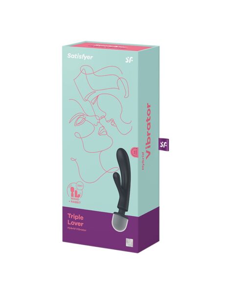 Alternative view of SATISFYER TRIPLE LOVER 2 IN 1 MASSAGESTAB RABBIT VIBRATOR SCHWARZ