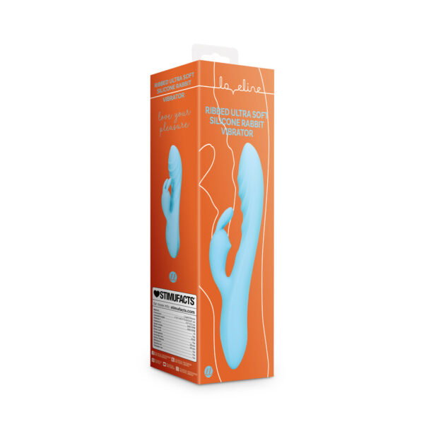 Alternative view of Loveline by Shots Rippelnd Ultra Soft Silikon Kaninchen Vibrator - Gletscherblau