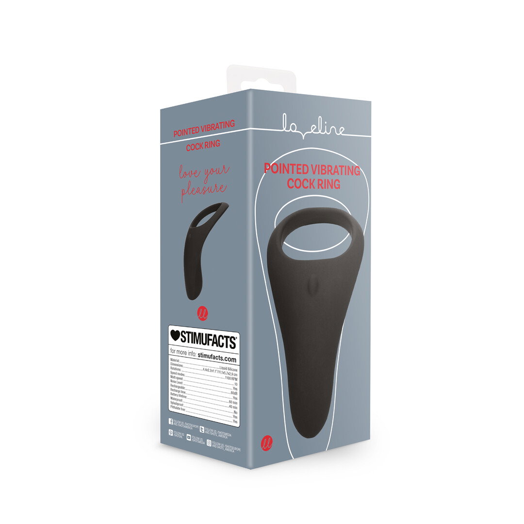 Loveline by Shots Spitzes Vibrations-Penishring - Lakritz Schwarz – Bild 2