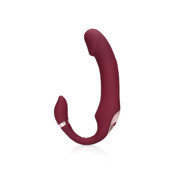 Loveline by Shots Biegsamer vibrierender halterloser Strap-on Vibrator - Merlot Grape – Bild 5