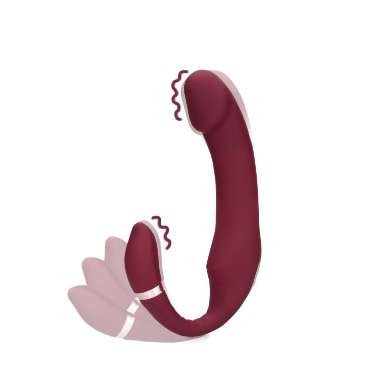 Loveline by Shots Biegsamer vibrierender halterloser Strap-on Vibrator - Merlot Grape