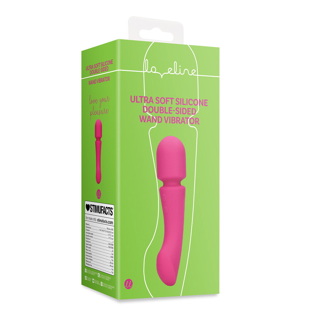 Loveline by Shots Ultra weicher beidseitig verwendbarer Silikon Wand Vibrator - Prestone Pink – Bild 2