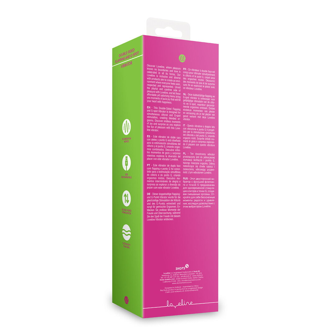Loveline by Shots Beidseitig verwendbarer G-Spot Vibrator mit Schlagflügel - Exuberant Pink – Bild 3