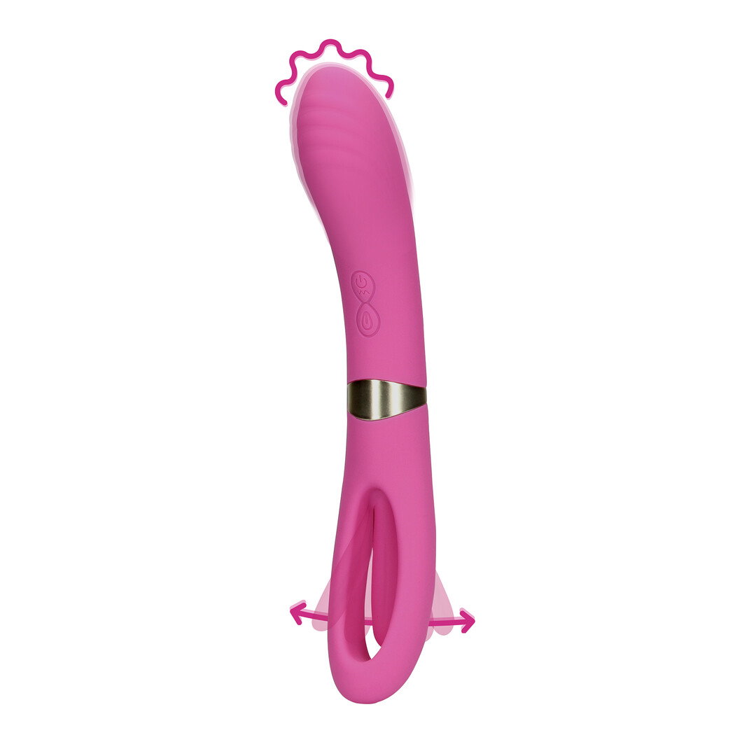 Loveline by Shots Beidseitig verwendbarer G-Spot Vibrator mit Schlagflügel - Exuberant Pink