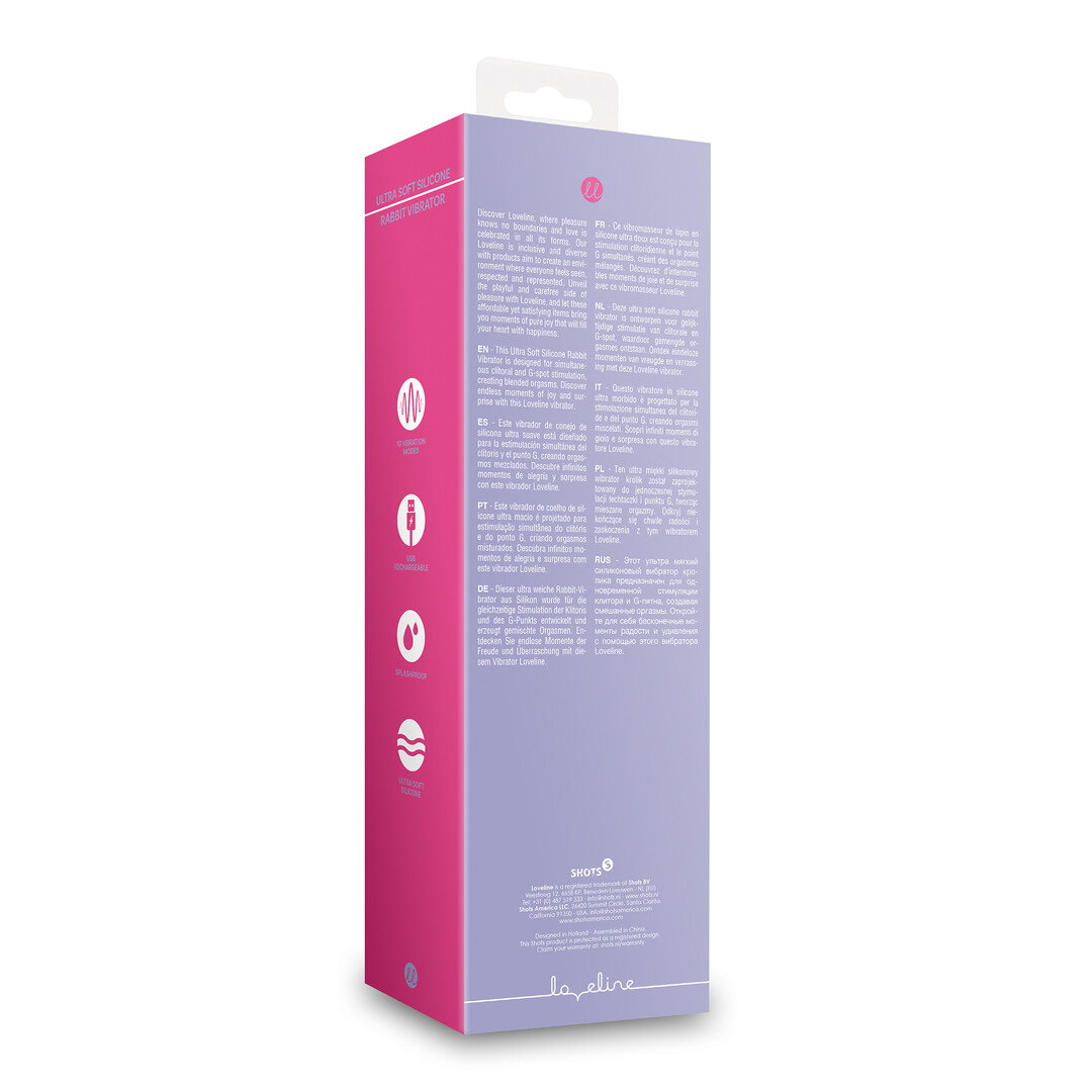 Loveline by Shots Ultra weicher Silikon Rabbit Vibrator - Exotic Fuchsia – Bild 3
