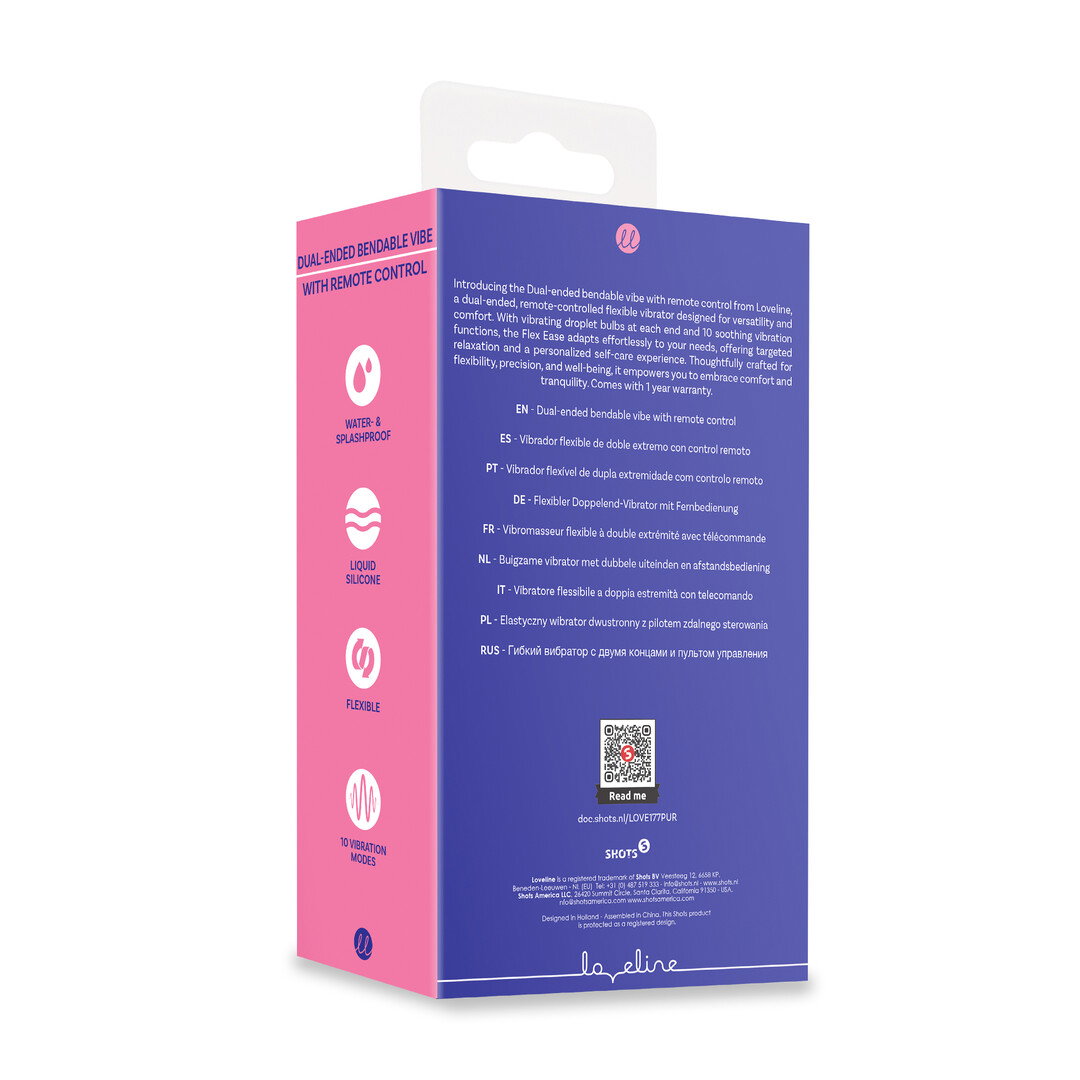 Loveline by Shots Doppelendiger Biegsamer Vibrator mit Fernbedienung - Lila – Bild 3