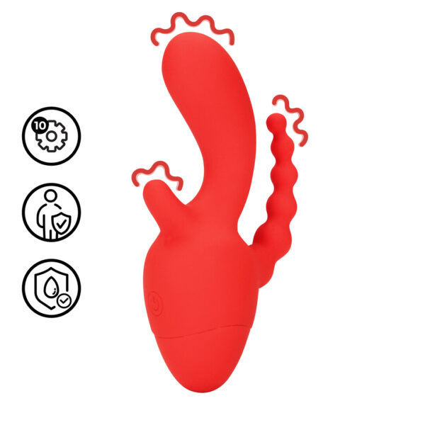 Loveline by Shots Mini Triple Stimulation Vibrator - Scarlet Kiss